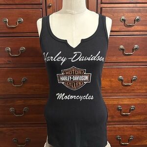 Harley-Davidson Women's Black and Brown Logo Tank Top